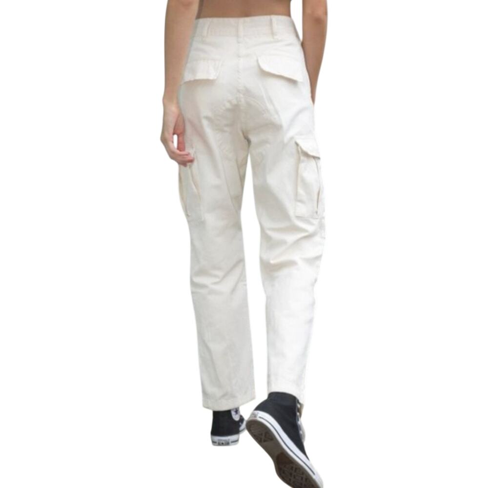 J Galt Cargo Pants Womens Small Cream Cotton Wide Leg Y2K Gorpcore Utility Tall - Picture 2 of 16